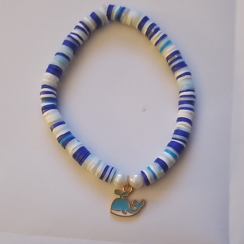 Blue and White Whale Charm Bracelet